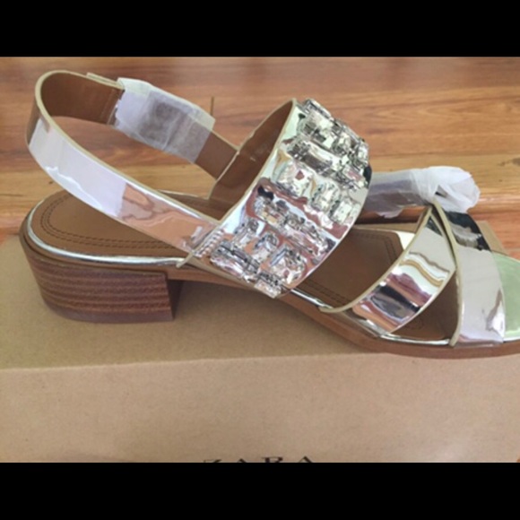 Zara Silver Sandals NWOT - Picture 4 of 7